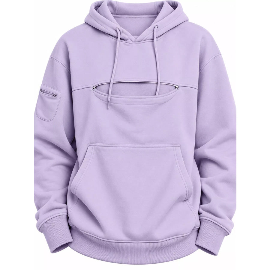 Full Size Cat Pouch Drawstring Hoodie Plus Apparel and Accessories