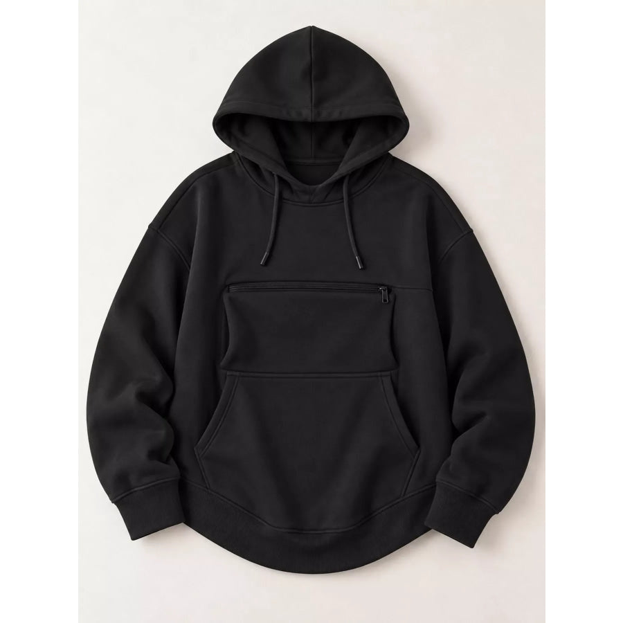 Full Size Cat Pouch Drawstring Hoodie Plus Apparel and Accessories