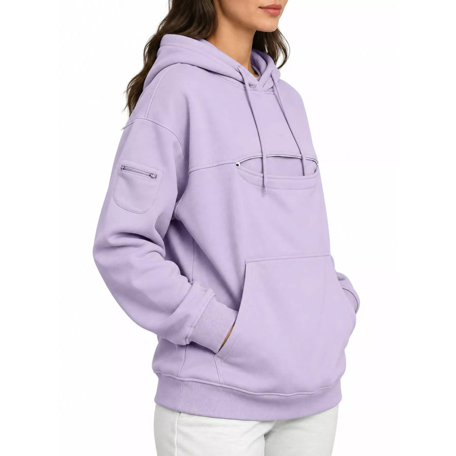 Full Size Cat Pouch Drawstring Hoodie Plus Apparel and Accessories