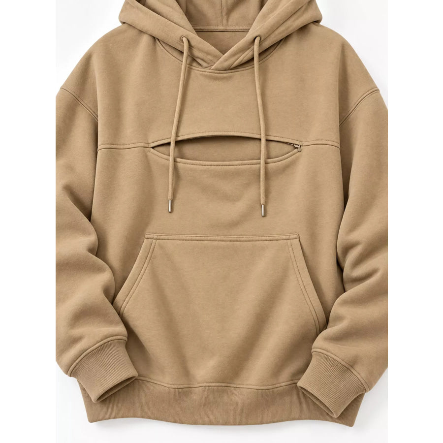Full Size Cat Pouch Drawstring Hoodie Plus Apparel and Accessories