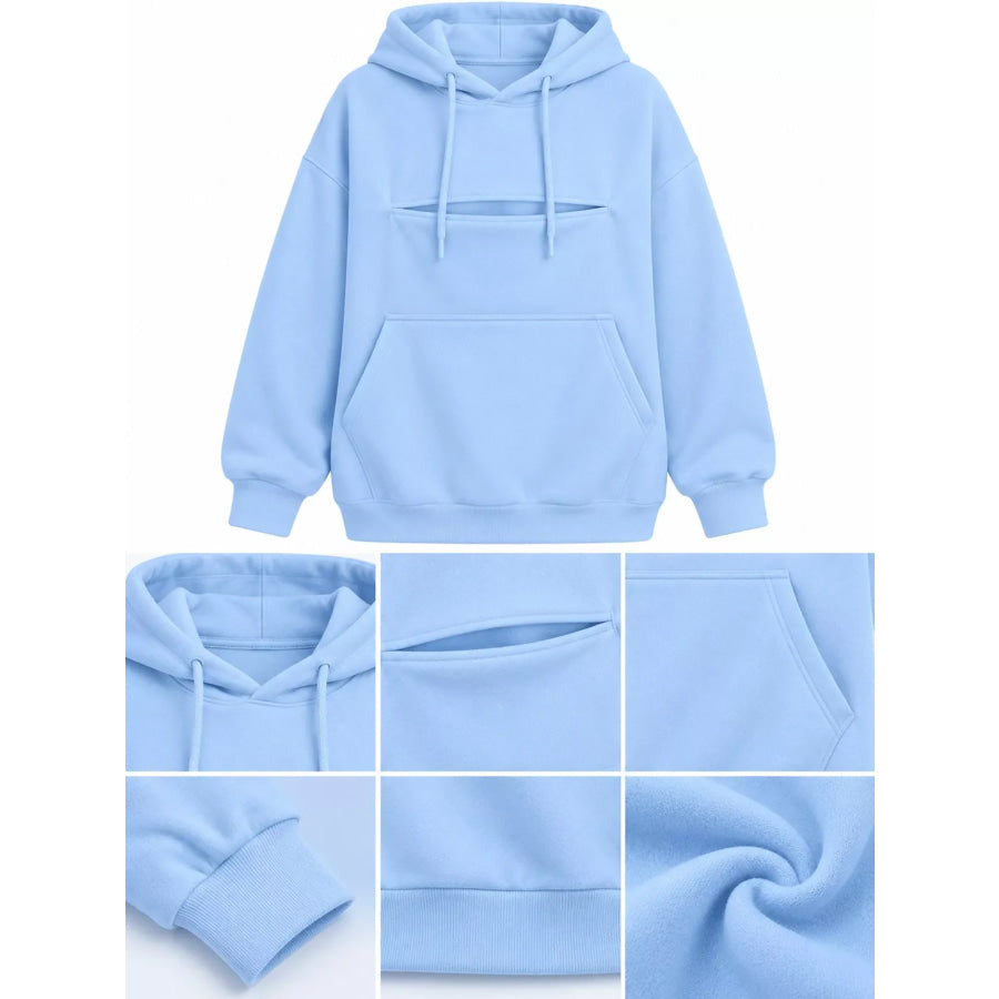 Full Size Cat Pouch Drawstring Hoodie Plus Apparel and Accessories