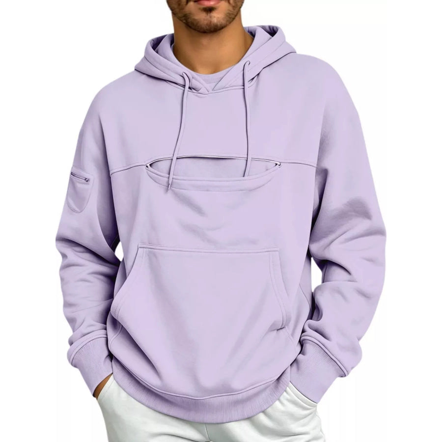 Full Size Cat Pouch Drawstring Hoodie Plus Light Purple / S Apparel and Accessories