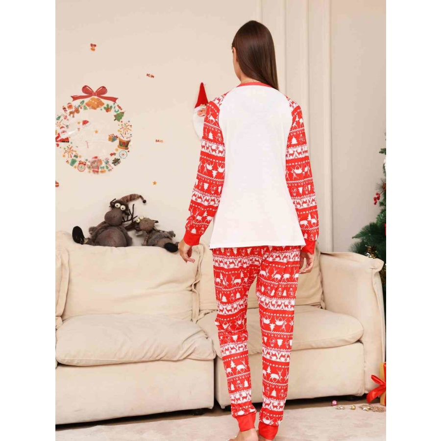 Full Size Christmas Long Sleeve Top and Pants Set Red / S