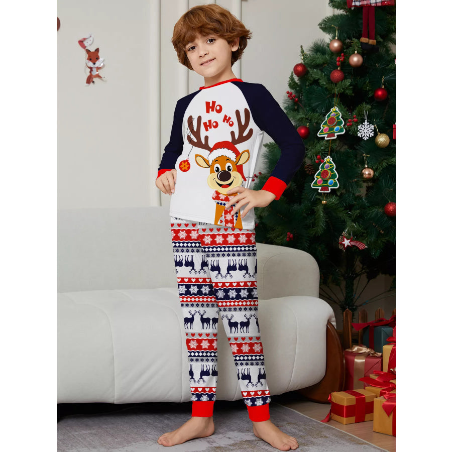 Full Size Christmas Reindeer Print Matching Family Pajama Set Plus Apparel and Accessories