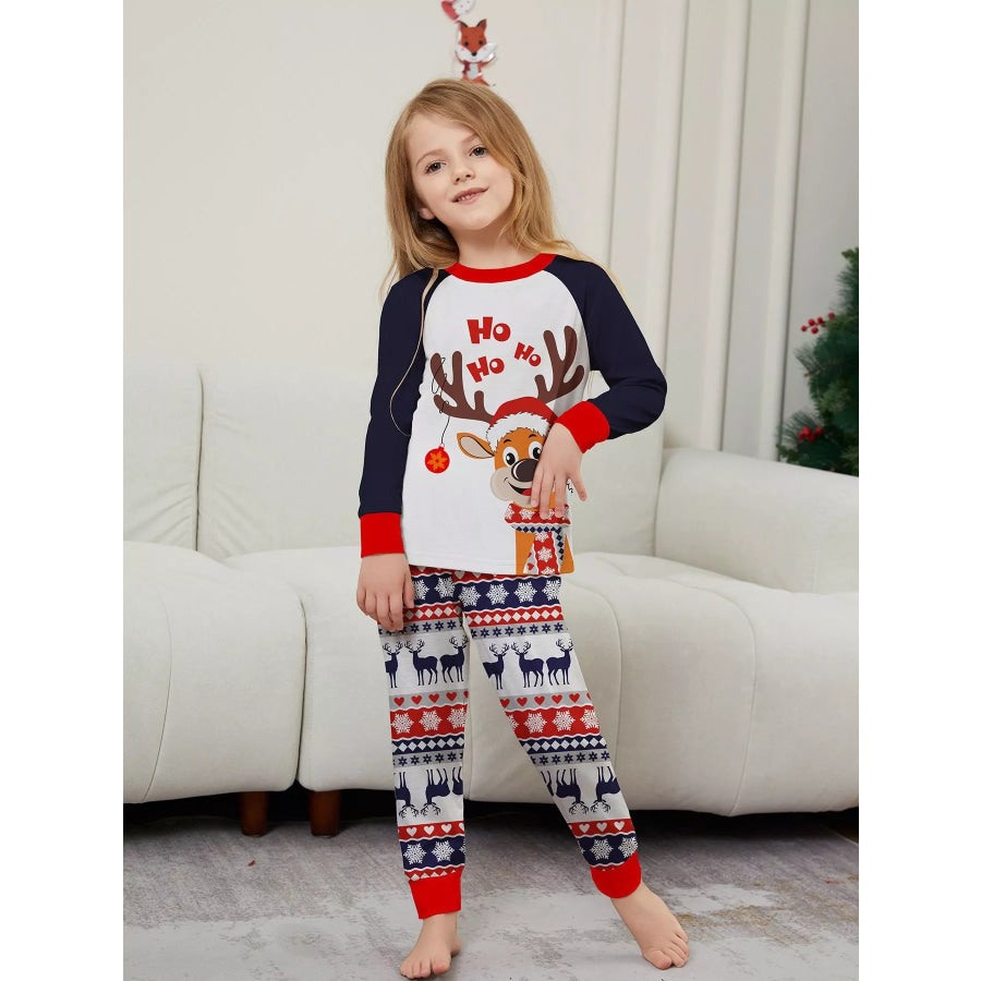 Full Size Christmas Reindeer Print Matching Family Pajama Set Plus Apparel and Accessories