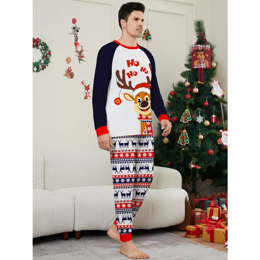 Full Size Christmas Reindeer Print Matching Family Pajama Set Plus Apparel and Accessories