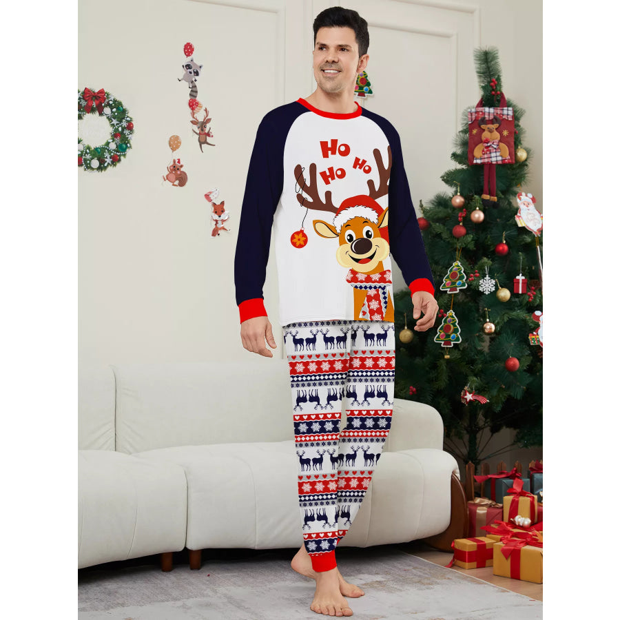 Full Size Christmas Reindeer Print Matching Family Pajama Set Plus Apparel and Accessories