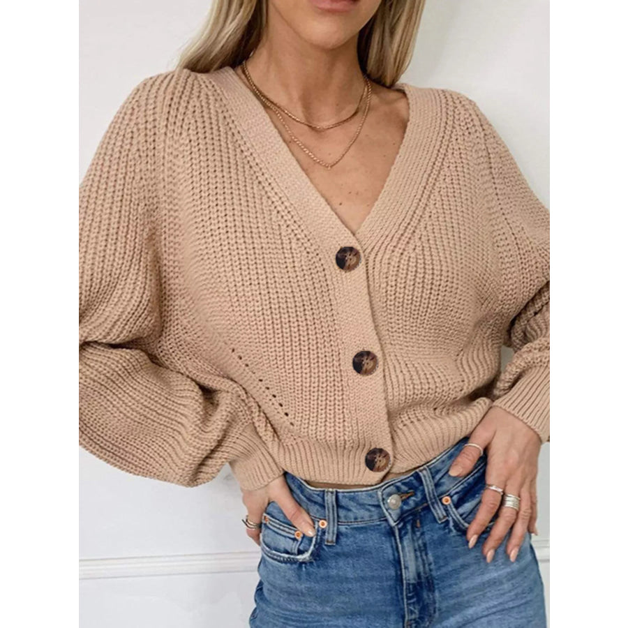 Full Size Chunky Knit Button-Down Cardigan Plus Size Apparel and Accessories