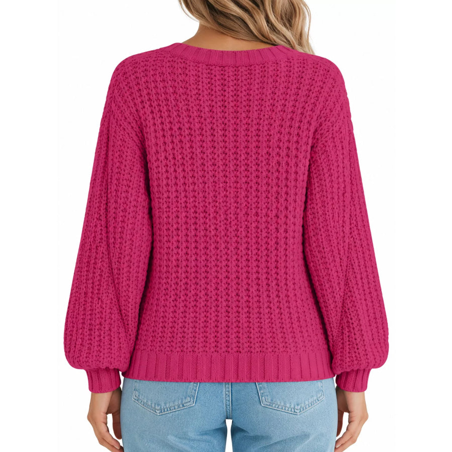 Full Size Chunky Knit Button-Down Cardigan Plus Apparel and Accessories