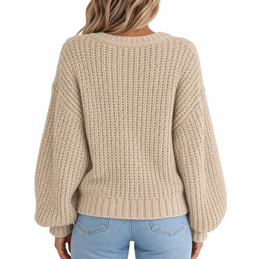 Full Size Chunky Knit Button-Down Cardigan Plus Apparel and Accessories
