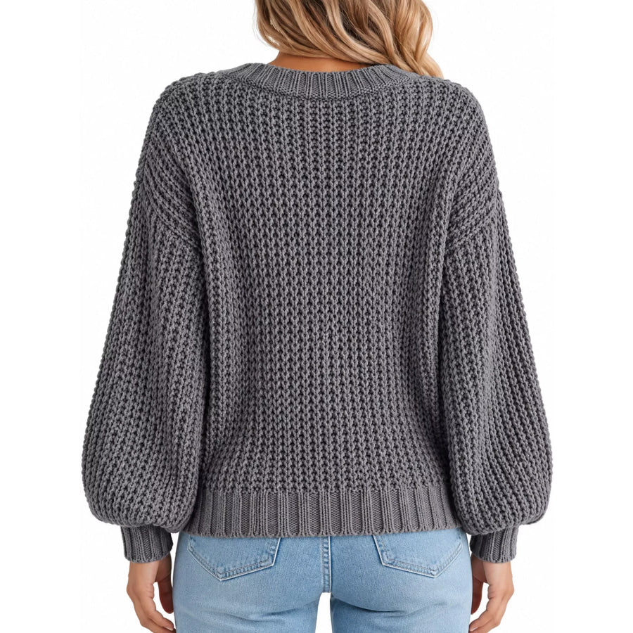 Full Size Chunky Knit Button-Down Cardigan Plus Apparel and Accessories