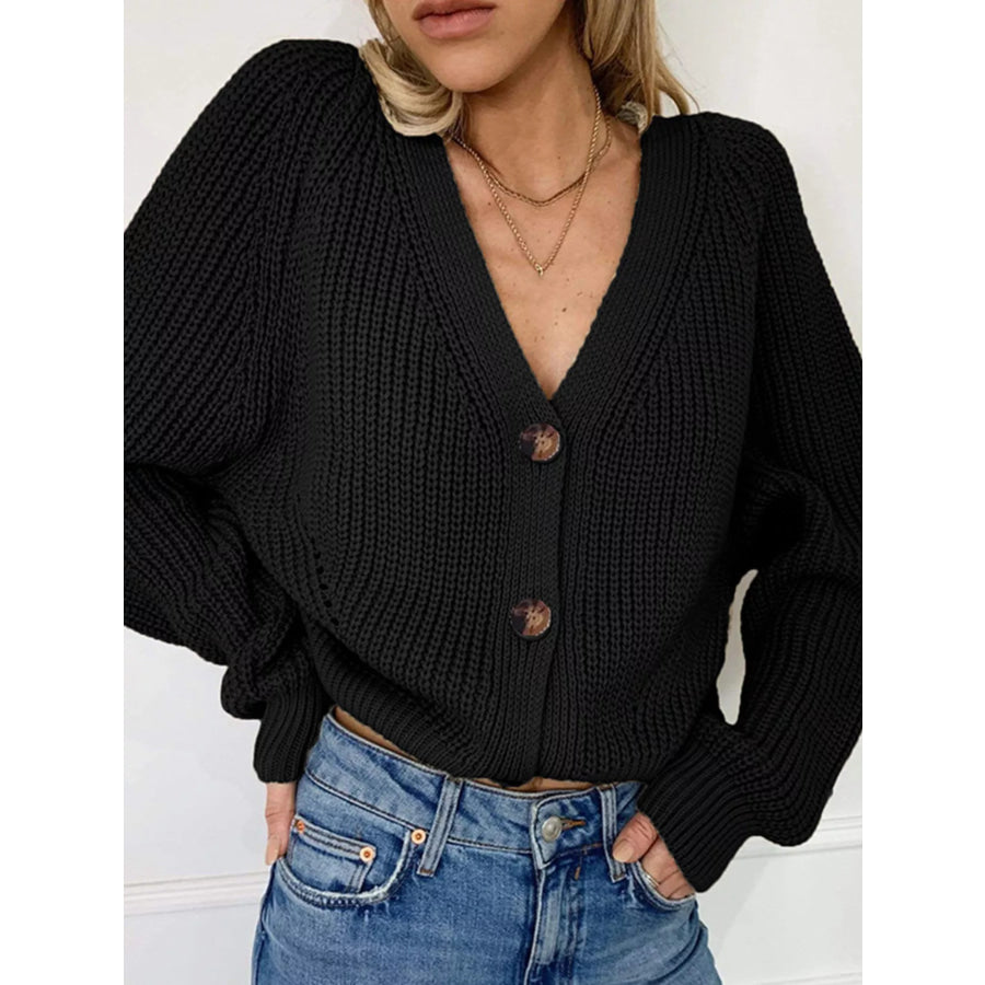 Full Size Chunky Knit Button-Down Cardigan Plus Size Apparel and Accessories