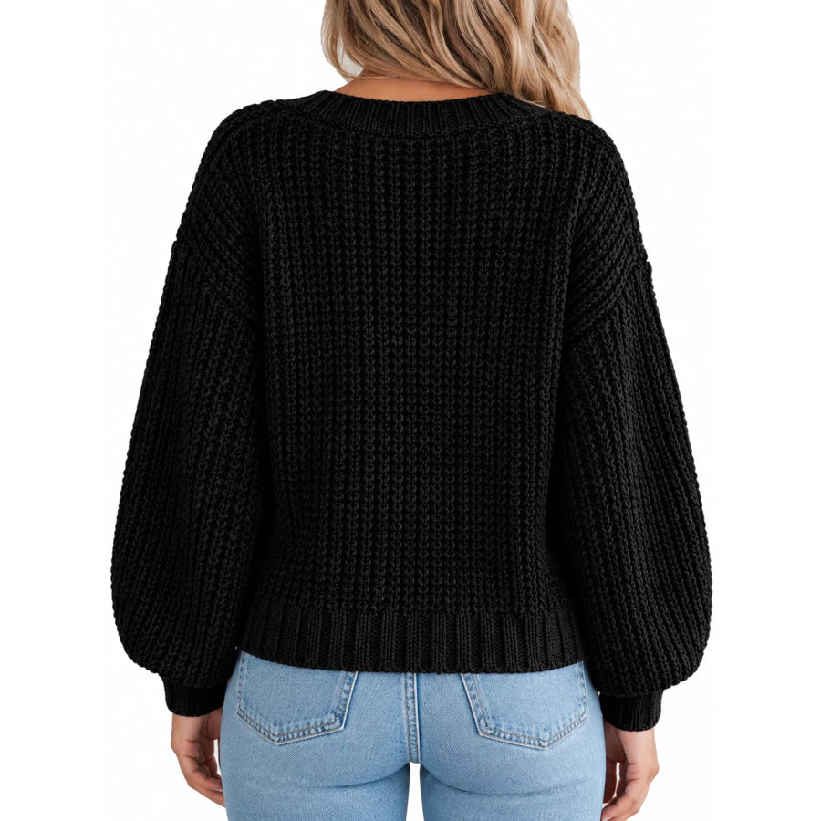 Full Size Chunky Knit Button-Down Cardigan Plus Apparel and Accessories