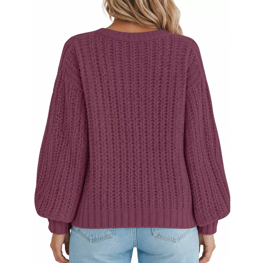 Full Size Chunky Knit Button-Down Cardigan Plus Apparel and Accessories
