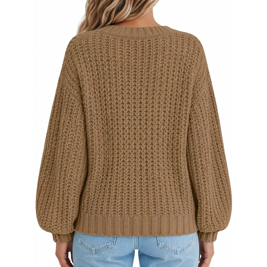 Full Size Chunky Knit Button-Down Cardigan Plus Apparel and Accessories