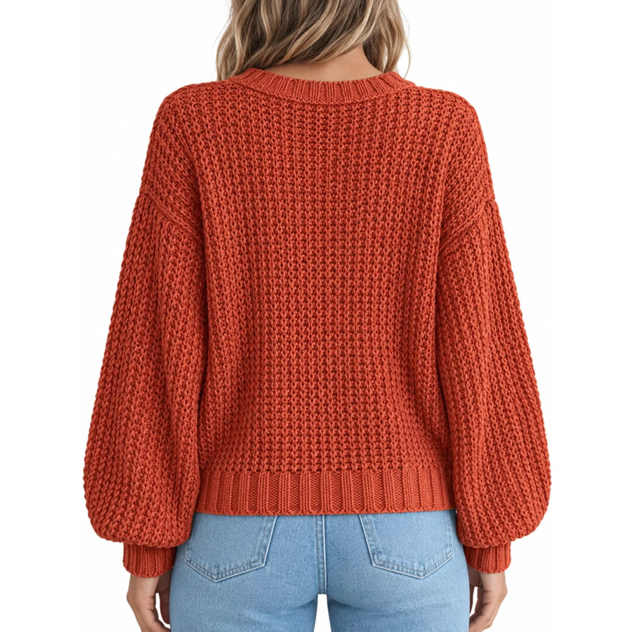 Full Size Chunky Knit Button-Down Cardigan Plus Apparel and Accessories