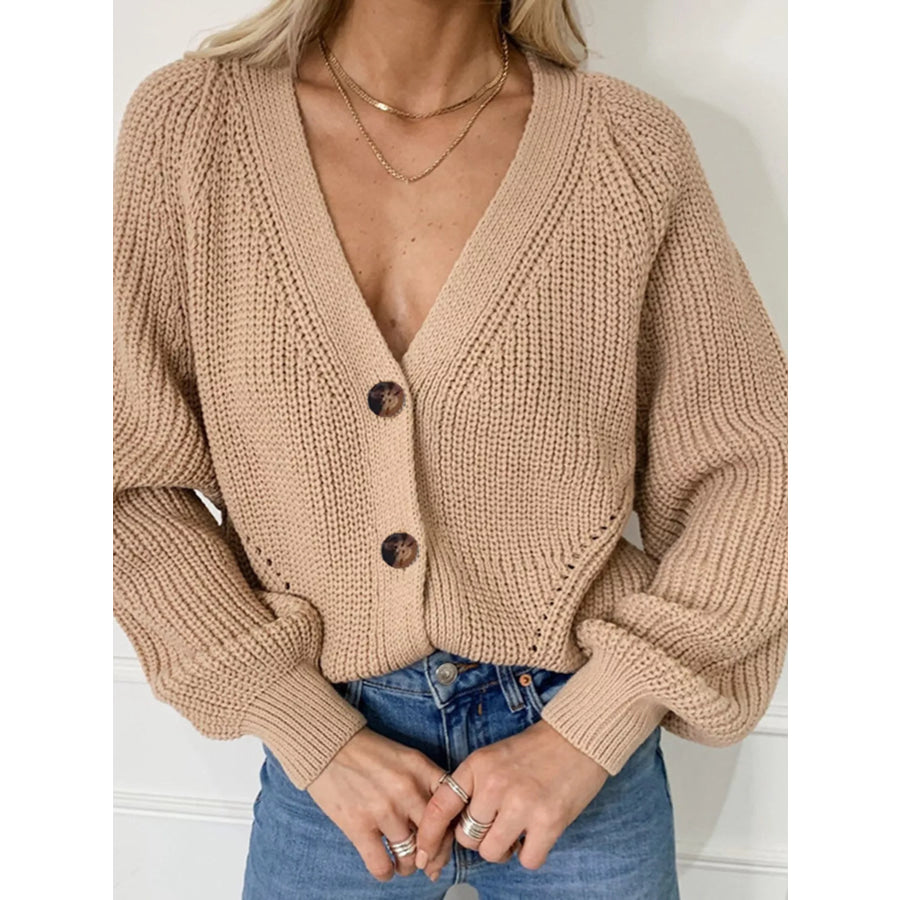 Full Size Chunky Knit Button-Down Cardigan Plus Size Apparel and Accessories