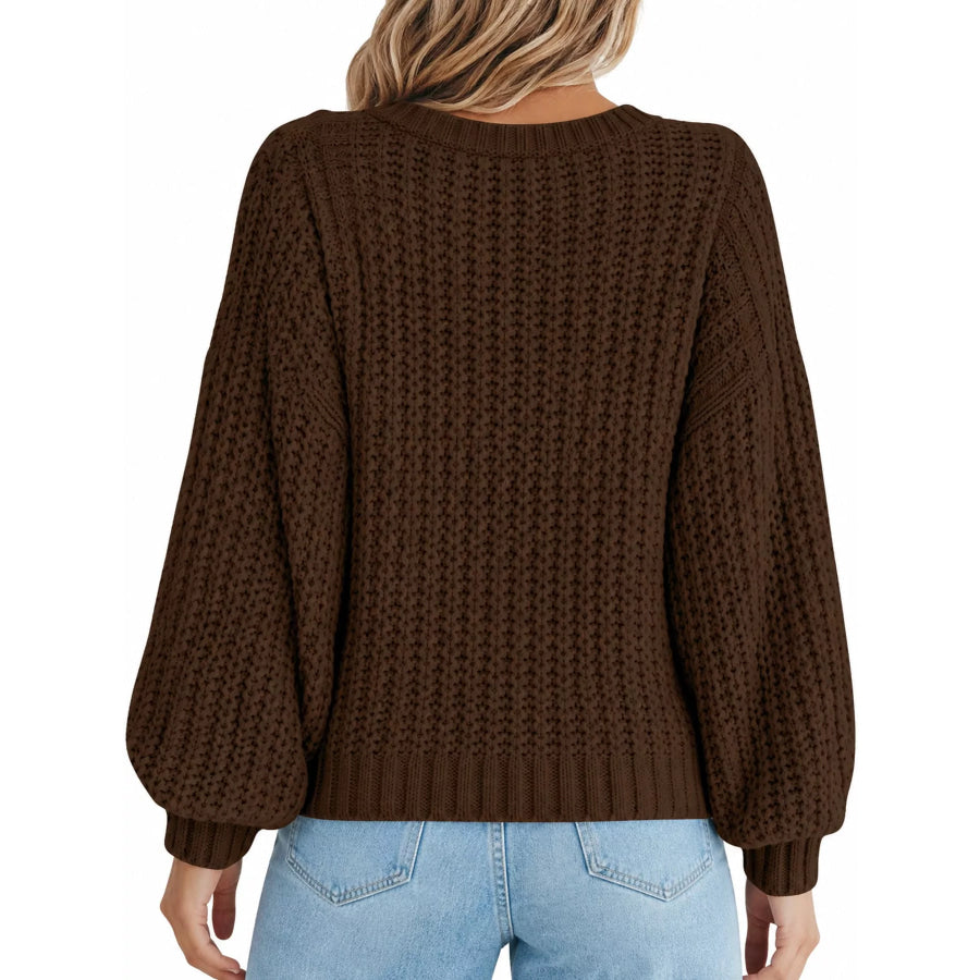 Full Size Chunky Knit Button-Down Cardigan Plus Apparel and Accessories