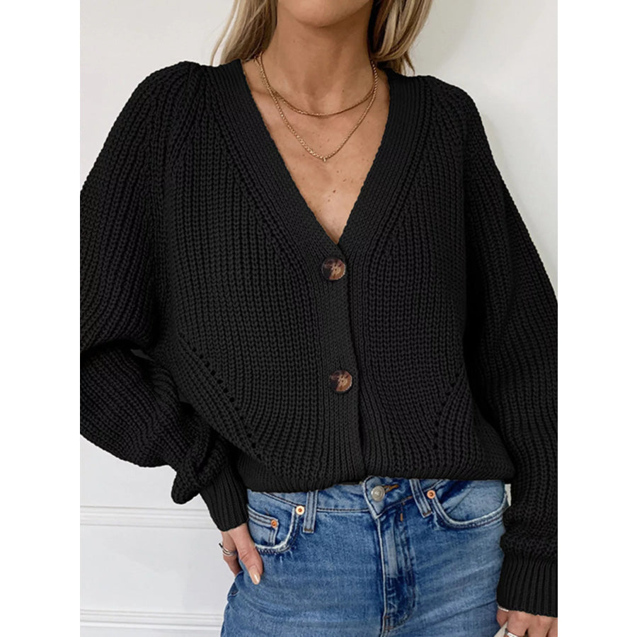 Full Size Chunky Knit Button-Down Cardigan Plus Size Apparel and Accessories