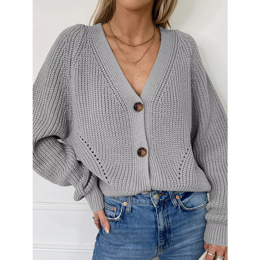 Full Size Chunky Knit Button-Down Cardigan Plus Size Apparel and Accessories