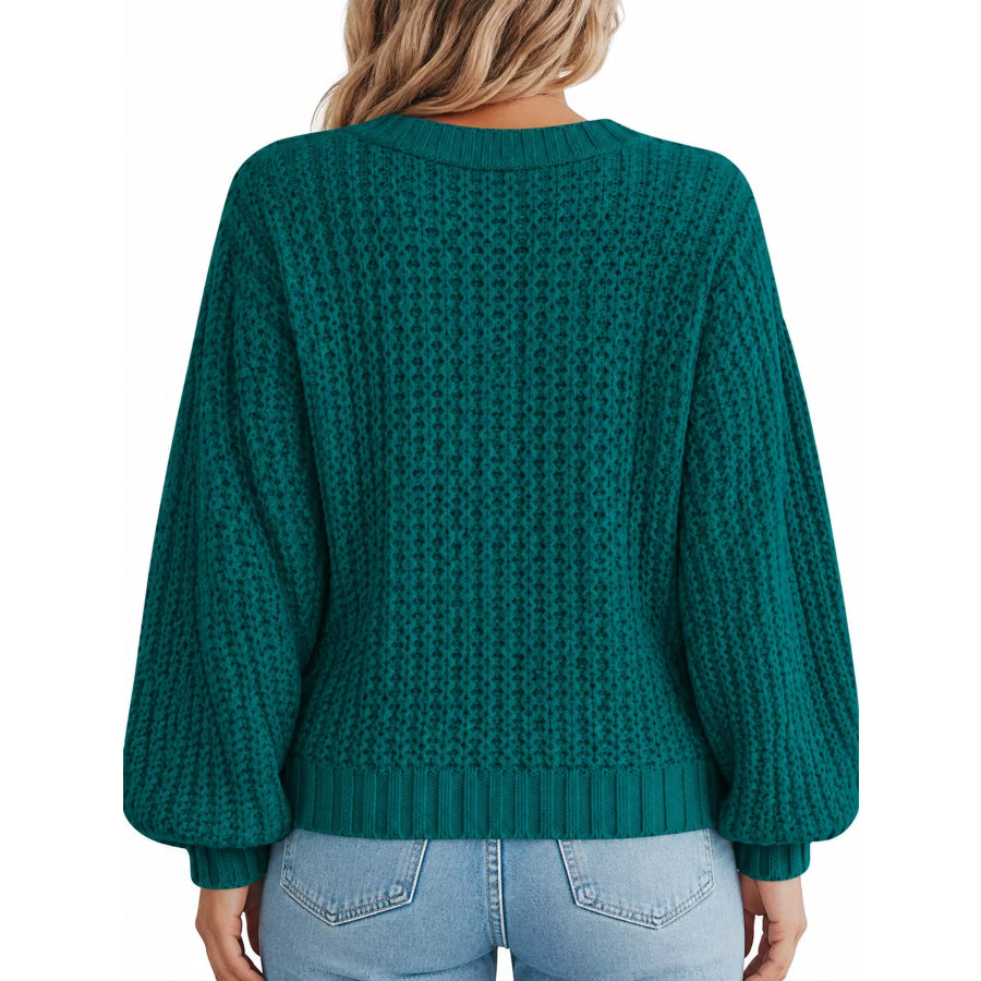 Full Size Chunky Knit Button-Down Cardigan Plus Apparel and Accessories