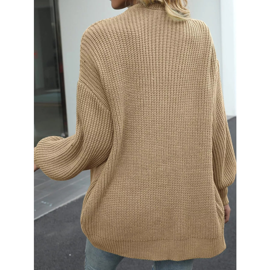 Full Size Chunky Knit Open Front Cardigan Plus Size Apparel and Accessories