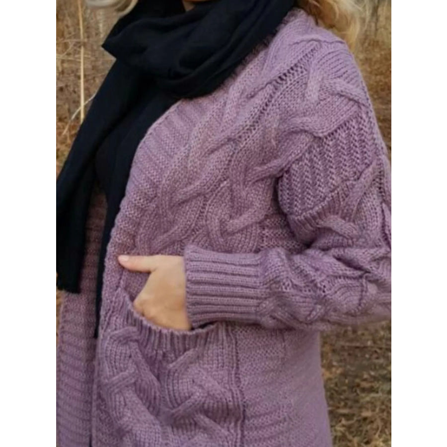 Full Size Chunky Knit Open Front Cardigan Plus Size Apparel and Accessories