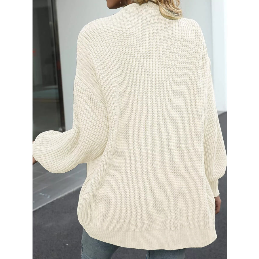 Full Size Chunky Knit Open Front Cardigan Plus Size Apparel and Accessories