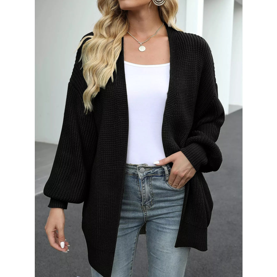 Full Size Chunky Knit Open Front Cardigan Plus Size Apparel and Accessories
