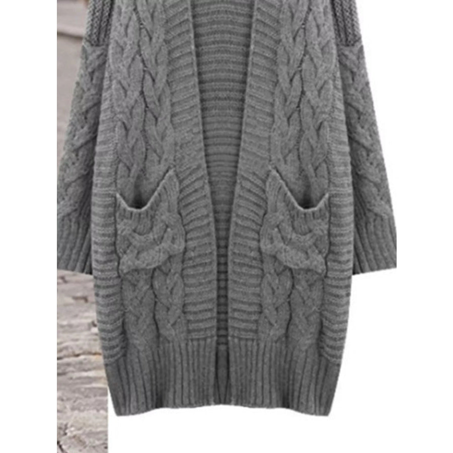 Full Size Chunky Knit Open Front Cardigan Plus Size Apparel and Accessories