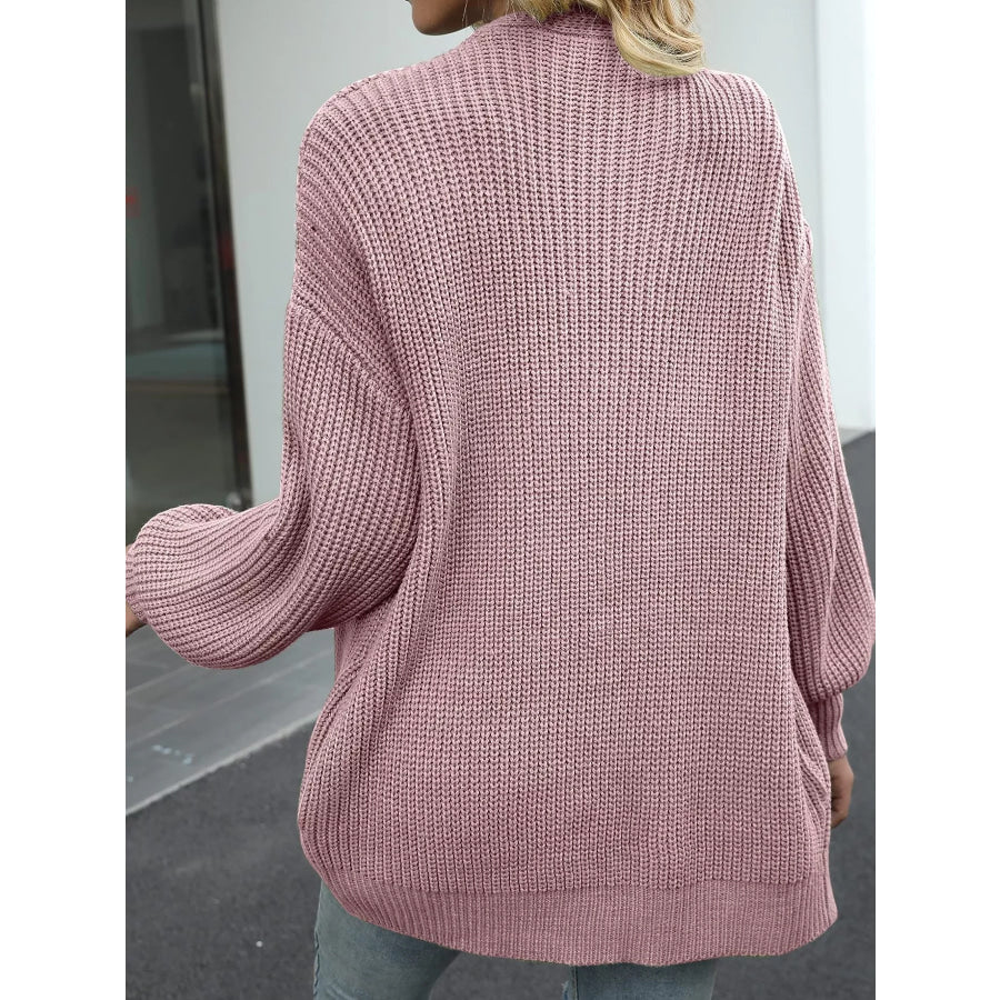 Full Size Chunky Knit Open Front Cardigan Plus Size Apparel and Accessories