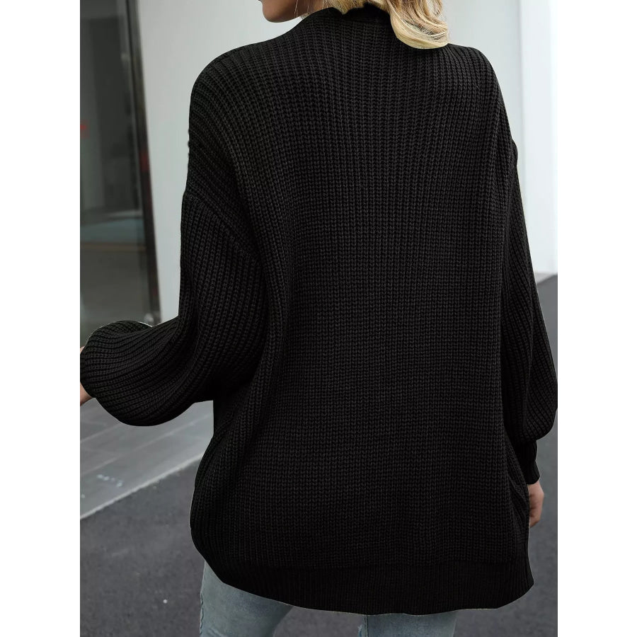 Full Size Chunky Knit Open Front Cardigan Plus Size Apparel and Accessories