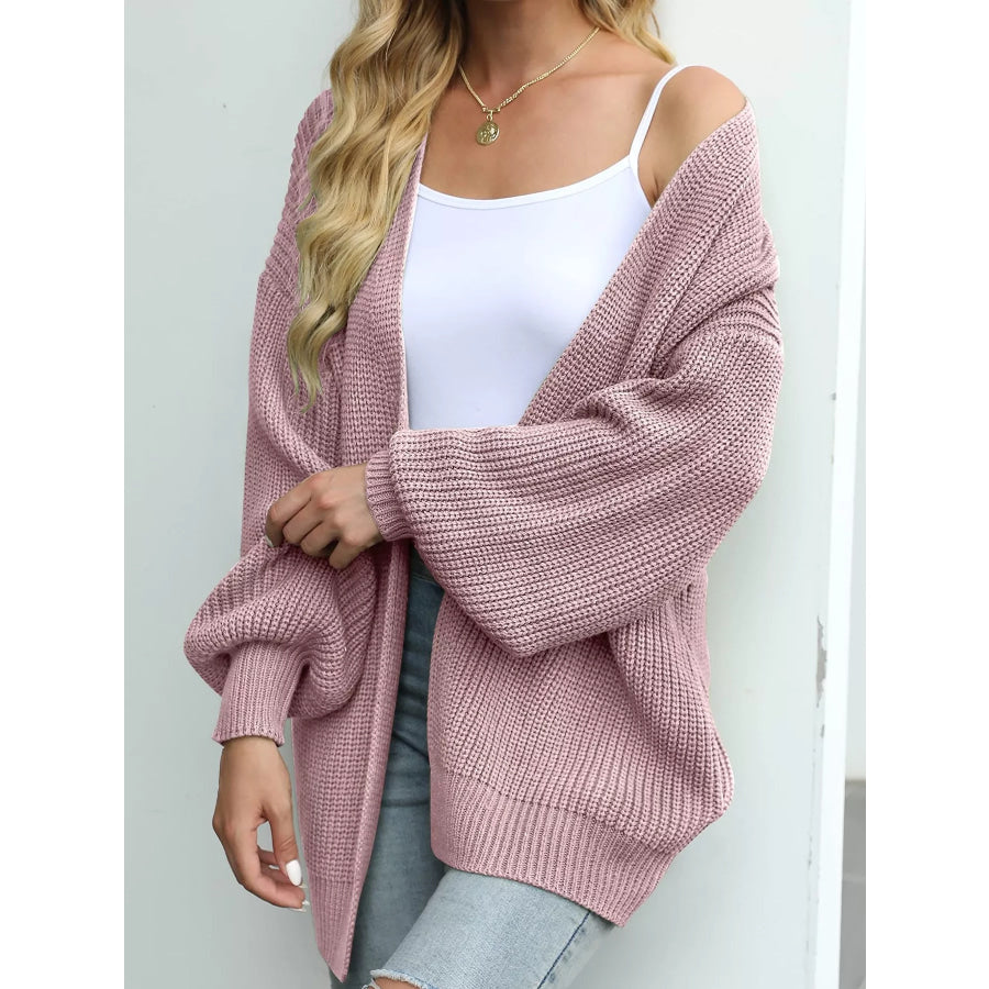Full Size Chunky Knit Open Front Cardigan Plus Size Apparel and Accessories