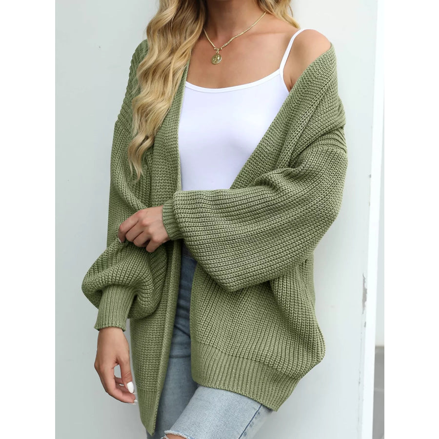 Full Size Chunky Knit Open Front Cardigan Plus Size Apparel and Accessories