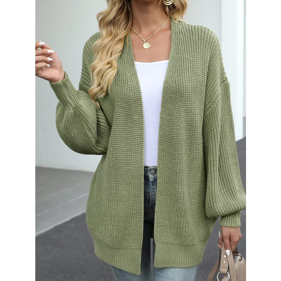 Full Size Chunky Knit Open Front Cardigan Plus Size Apparel and Accessories
