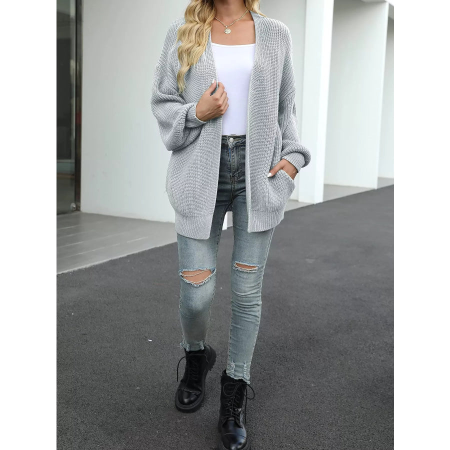 Full Size Chunky Knit Open Front Cardigan Plus Size Apparel and Accessories
