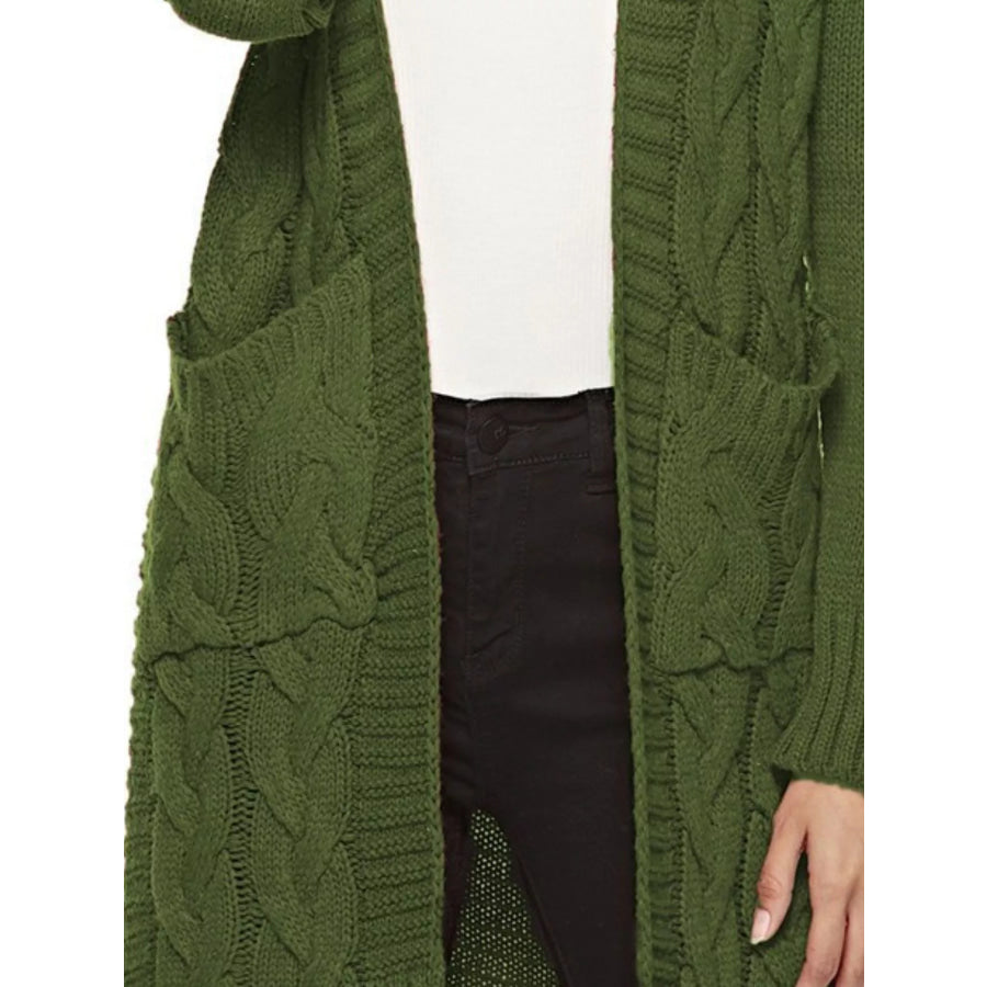 Full Size Chunky Knit Open Front Cardigan Plus Size Apparel and Accessories