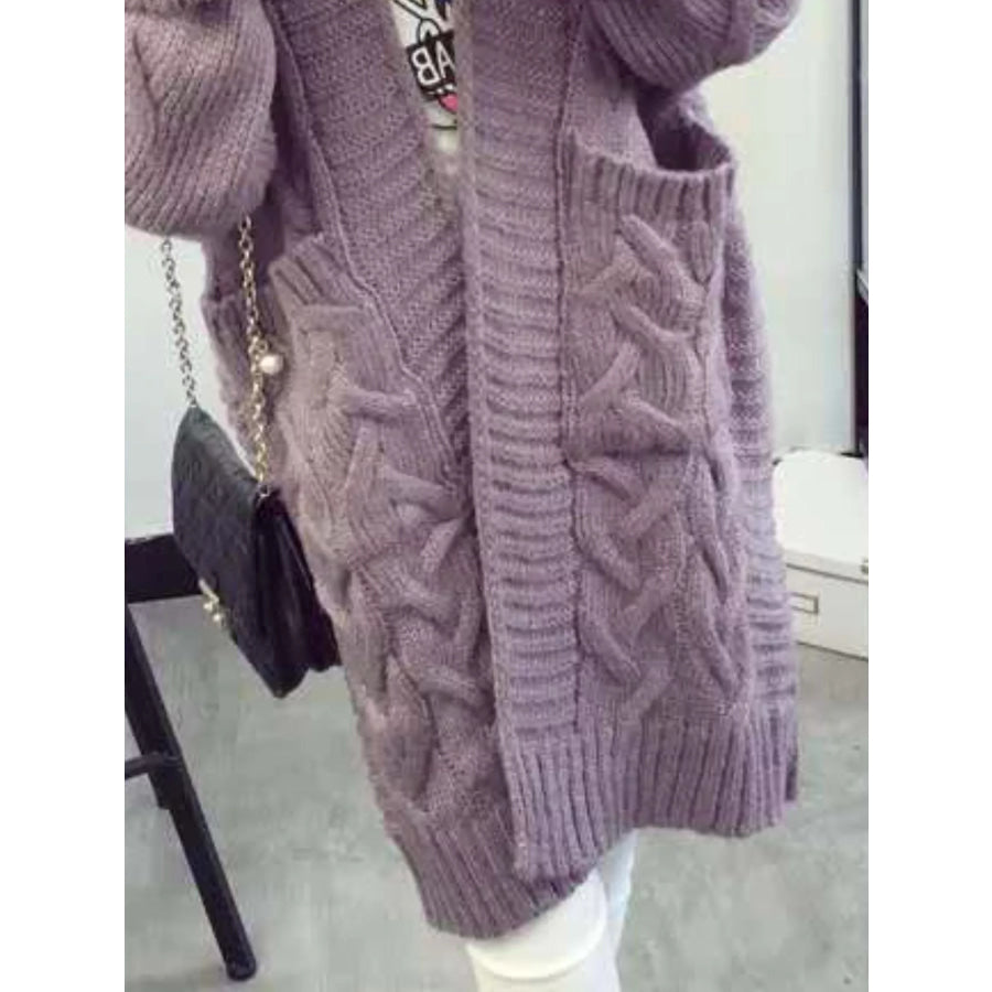 Full Size Chunky Knit Open Front Cardigan Plus Size Apparel and Accessories
