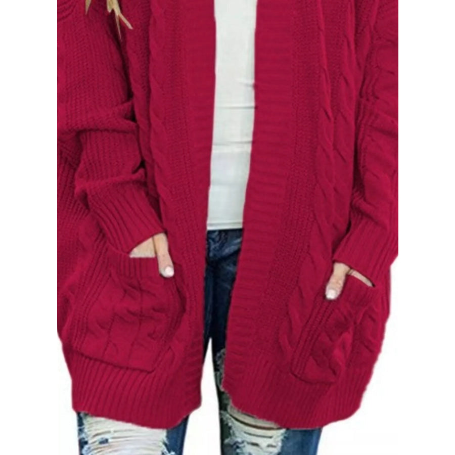 Full Size Chunky Knit Open Front Cardigan Plus Size Apparel and Accessories