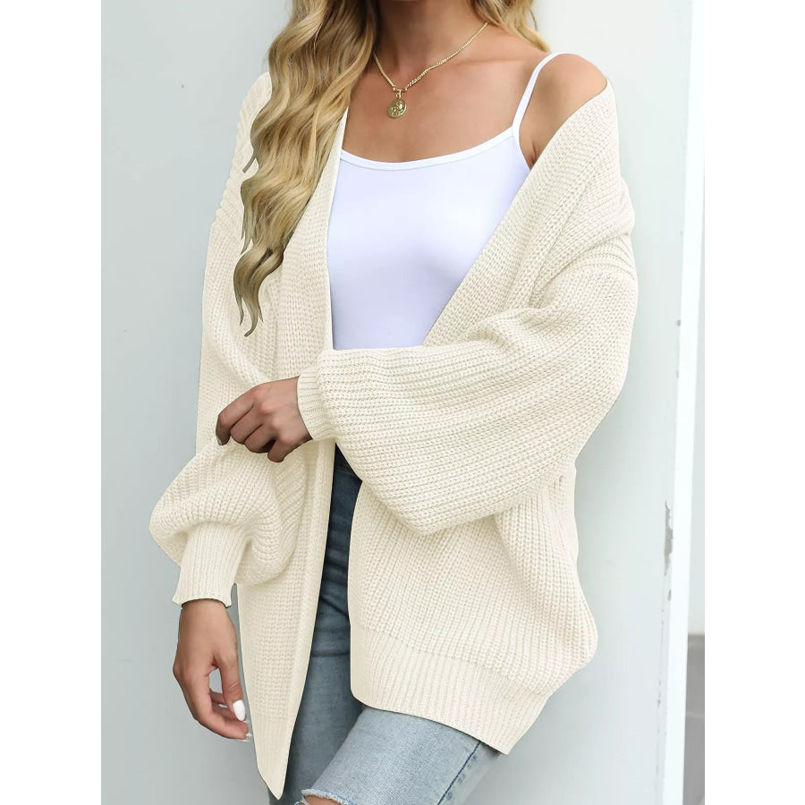 Full Size Chunky Knit Open Front Cardigan Plus Size Apparel and Accessories