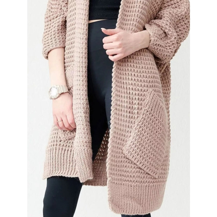 Full Size Chunky Knit Open Front Cardigan Plus Size Apparel and Accessories