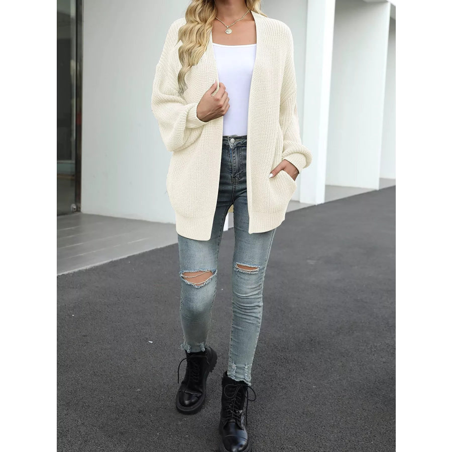 Full Size Chunky Knit Open Front Cardigan Plus Size Apparel and Accessories