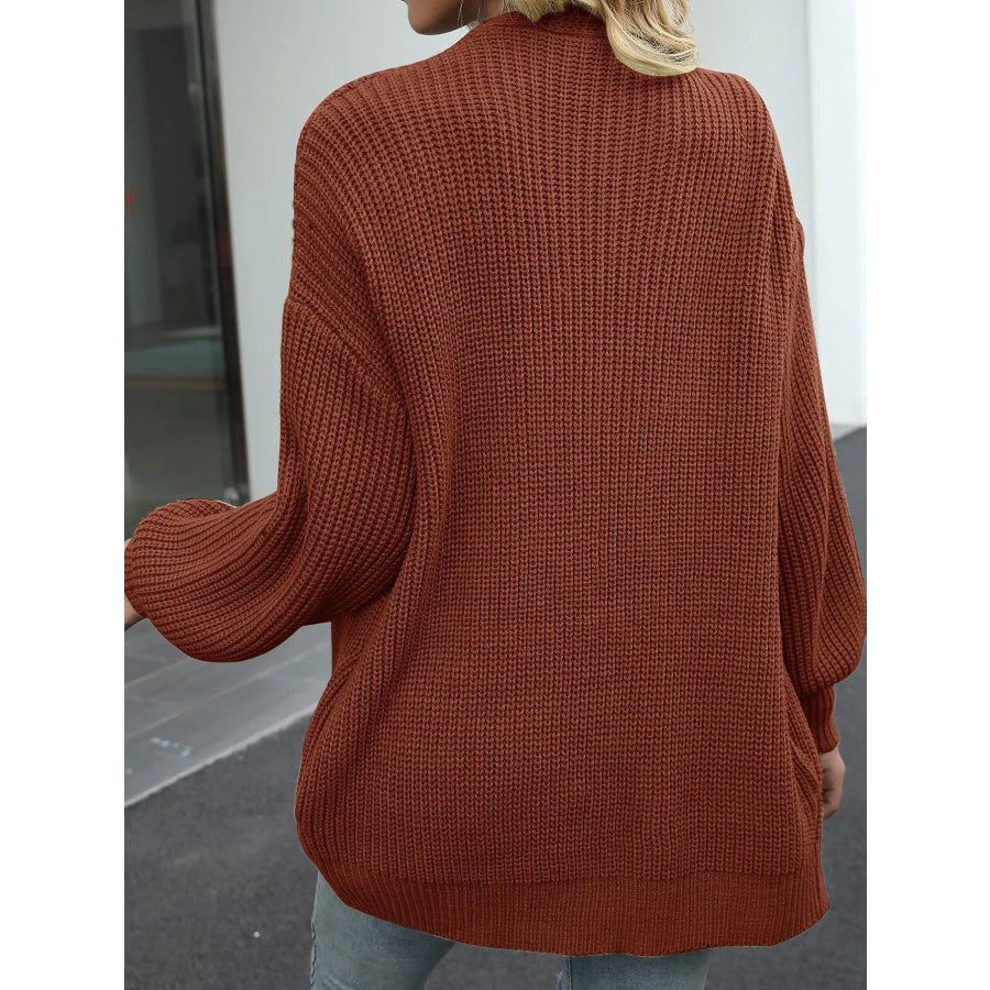 Full Size Chunky Knit Open Front Cardigan Plus Size Apparel and Accessories