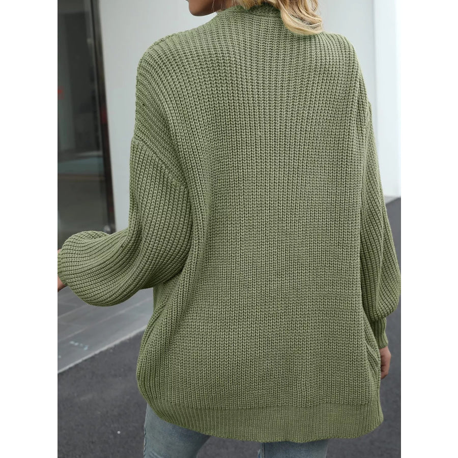 Full Size Chunky Knit Open Front Cardigan Plus Size Apparel and Accessories