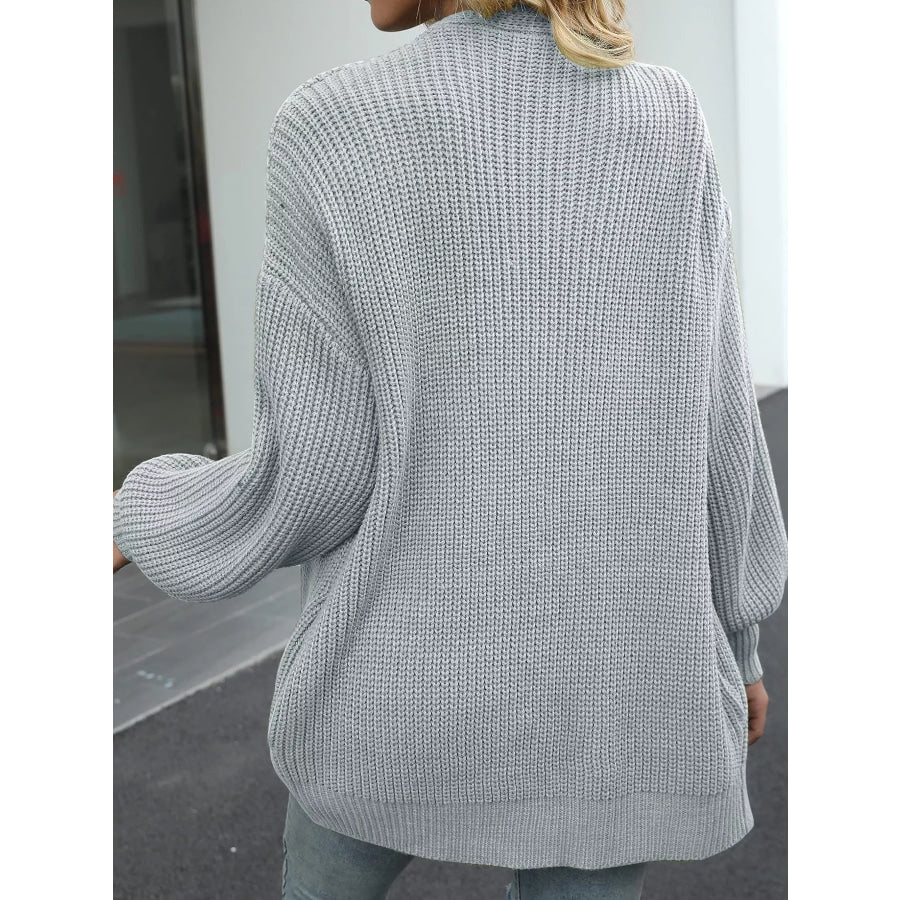 Full Size Chunky Knit Open Front Cardigan Plus Size Apparel and Accessories