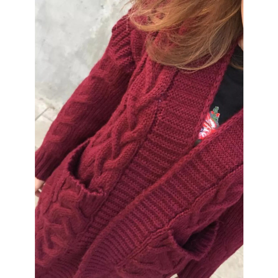Full Size Chunky Knit Open Front Cardigan Plus Size Apparel and Accessories