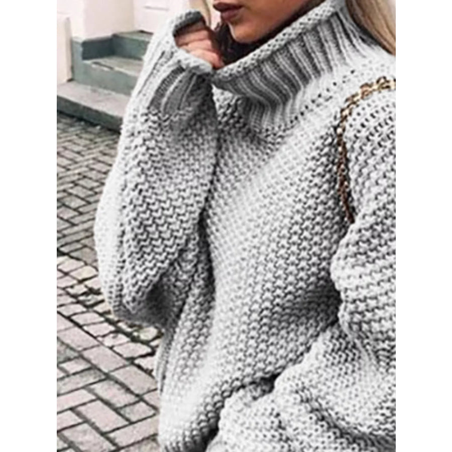 Full Size Chunky Knit Turtleneck Sweater Plus Size Apparel and Accessories
