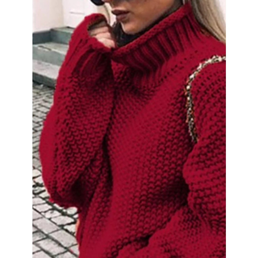 Full Size Chunky Knit Turtleneck Sweater Plus Size Apparel and Accessories