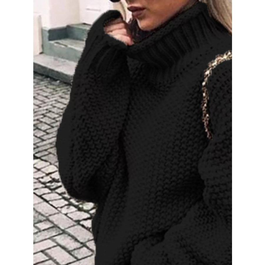 Full Size Chunky Knit Turtleneck Sweater Plus Size Apparel and Accessories