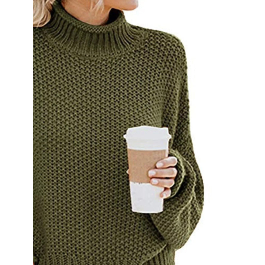 Full Size Chunky Knit Turtleneck Sweater Plus Size Apparel and Accessories